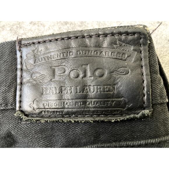 Vintage Polo Ralph Lauren Jeans Mens 40x30 black Button Fly Wide Leg Boot Cut - Picture 10 of 13
